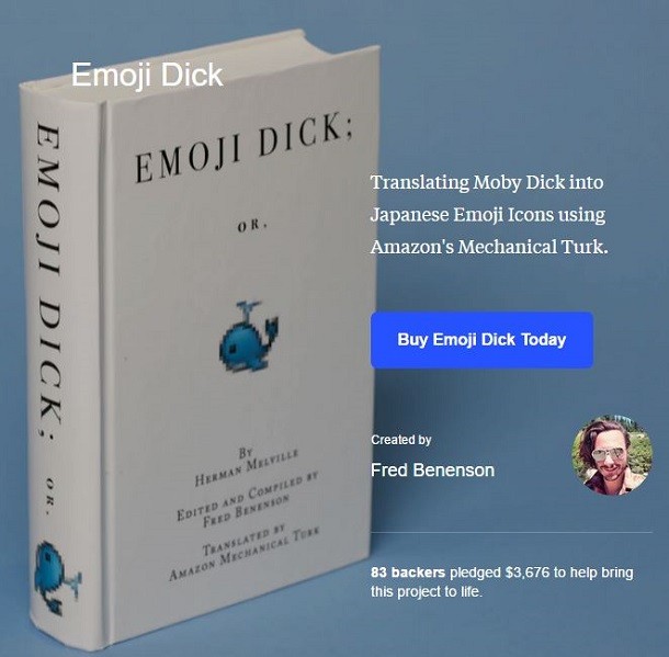 translating moby dick into emojis kickstarter