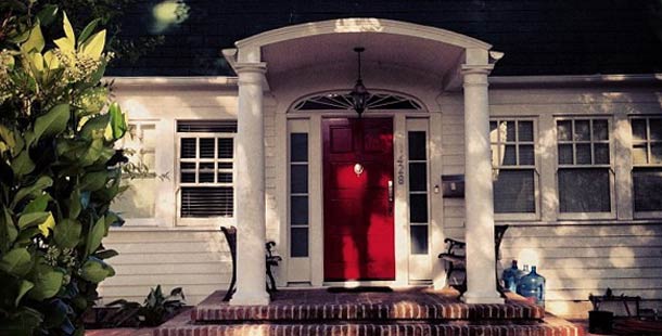 A red door with columns, the most iconic houses in film and tv history
