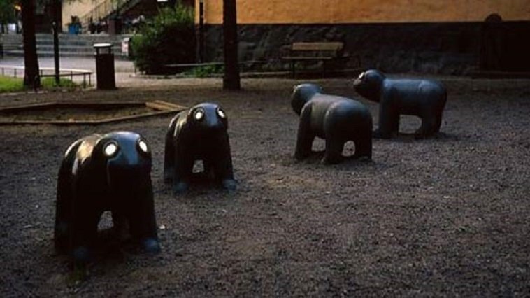 A group of black statues