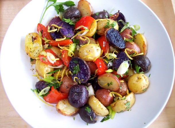 red white and blue potato salad