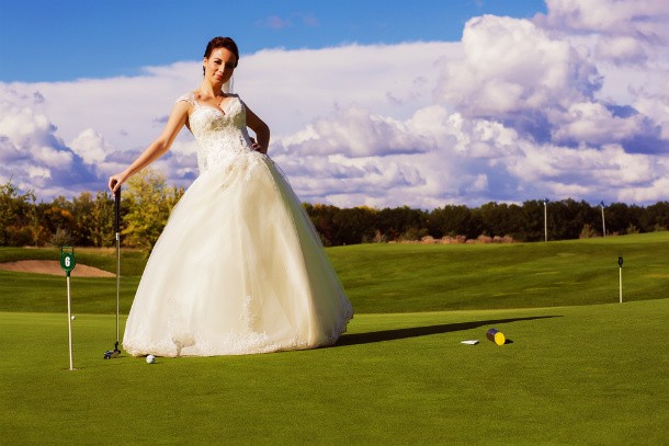 bride on golf course