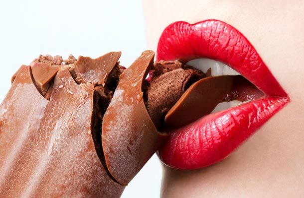 Chocolate and red lipstick