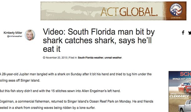 Florida Man Vows To Eat Shark That Bit Him