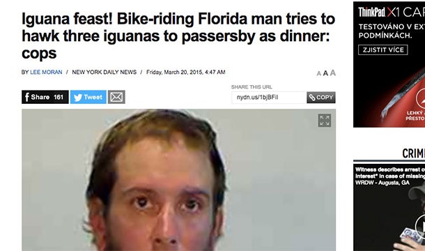 Florida Man Tries to Sell 3 Iguanas Taped to His Bike to Passersby as Dinner