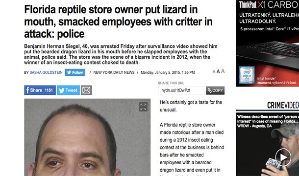 Florida Man Puts Dragon Lizard in His Mouth, Smacks People With It