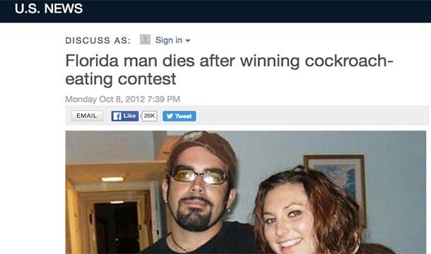 Florida man dies after winning cockroach eating contest