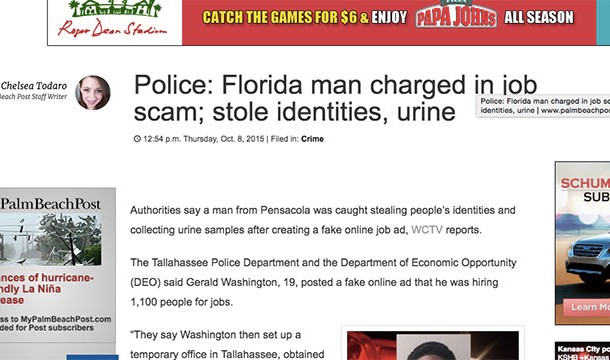 Florida Man Steals People Identities And Also Urine