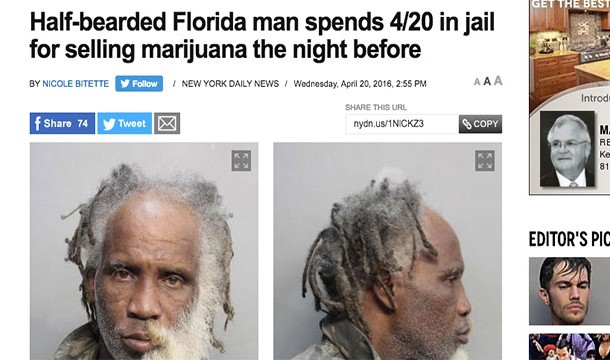 Half-bearded Florida Man Spends Night In Jail For Selling Marijuana