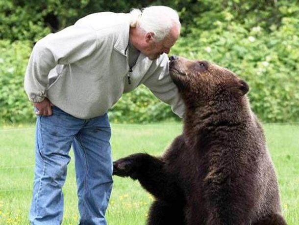man and bear