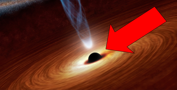 A black hole with a light coming out of it
