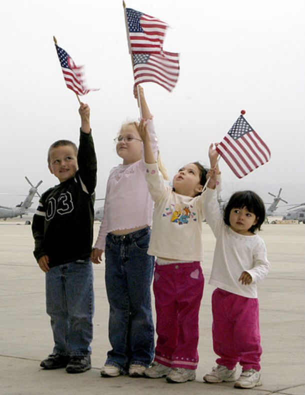 children with flags