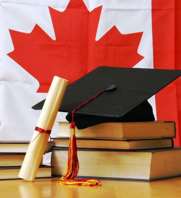 Diploma and Canadian flag