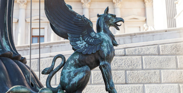 A statue of a griffin