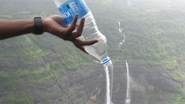 water bottle waterfall