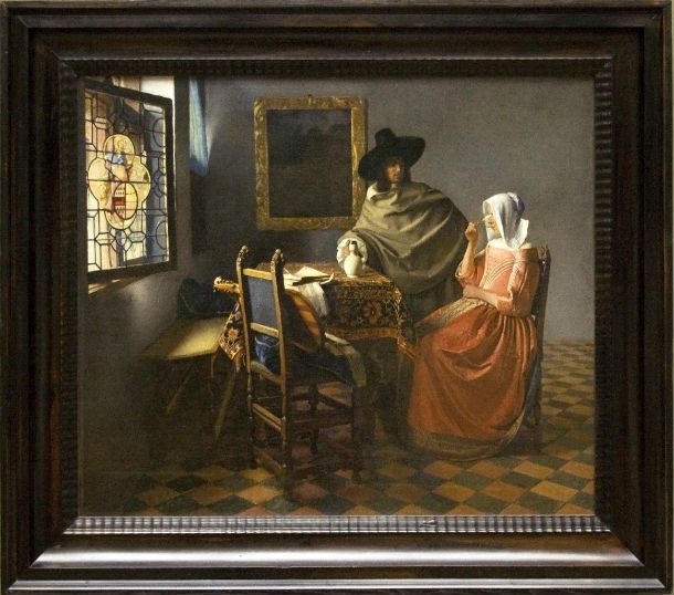 The_Wine_Glass_painting_by_Vermeer_with_frame