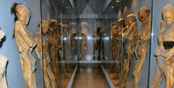 A group of statues in a room