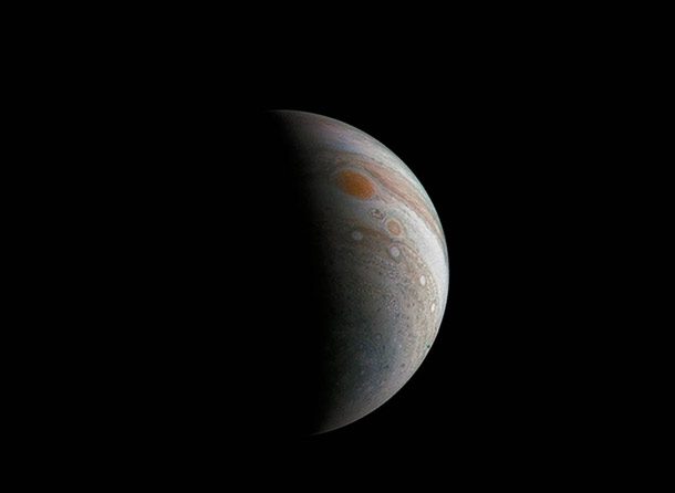 The Great Red Spot and a crescent Jupiter