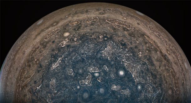 Stormy weather at Jupiter's south pole