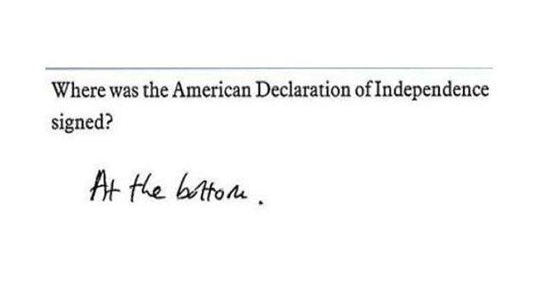 Where was the Declaration of Independence signed? At the bottom