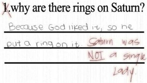 Why are there rings on Saturn? God liked it so he put a ring on it