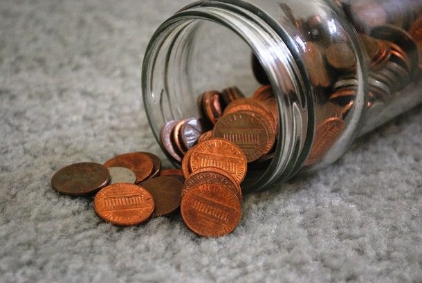 spilled pennies