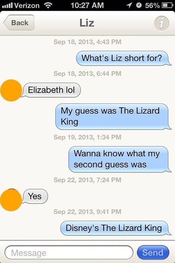 Funny text message the lizard king