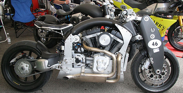 A motorcycle with a large engine