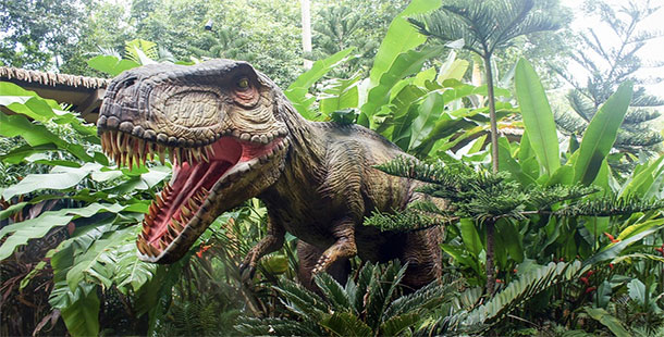 A prehistoric animals, a dinosaur in the jungle