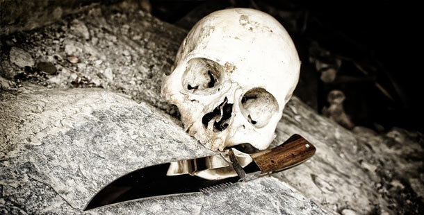 A skull and a knife