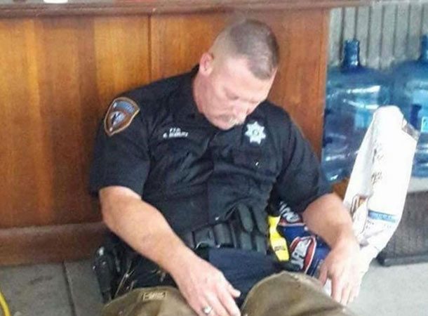 exhausted cop