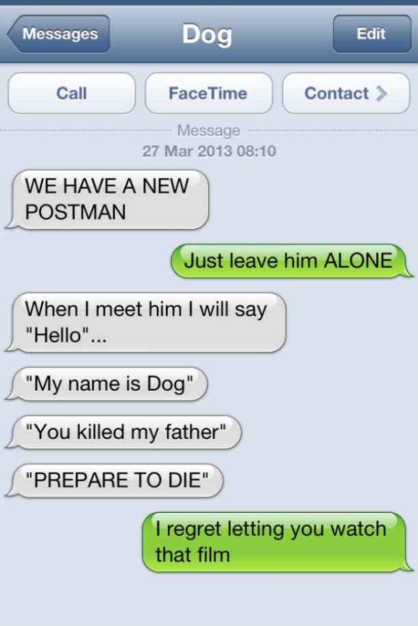 dog text you killed my father