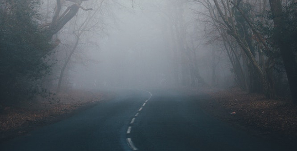 A creepy, foggy road