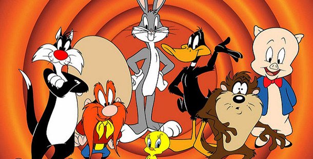 A lineup of the Looney Tunes, including Bugs Bunny and Daffy Duck