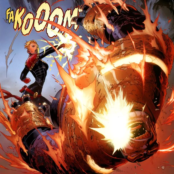 Captain Marvel Thanos punch