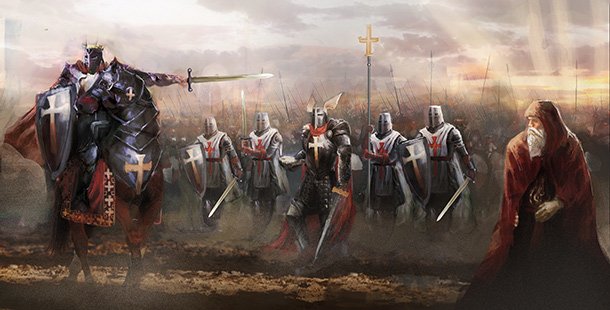 A group of knights templar people in armor