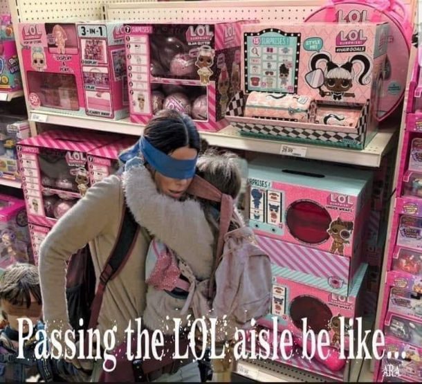passing the LOL aisle birdbox