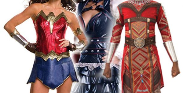 A group of women in cosplay costume clothing
