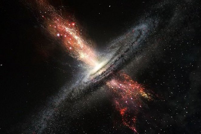 Black Hole Facts 5 - Artist’s_impression_of_stars_born_in_winds_from_supermassive_black_holes.jpg -