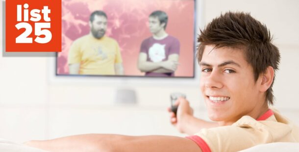 A person watching a television