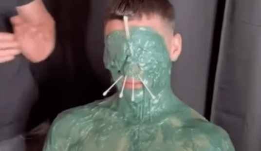 25 dangerous stupid viral challenges - a man is covered in green wax