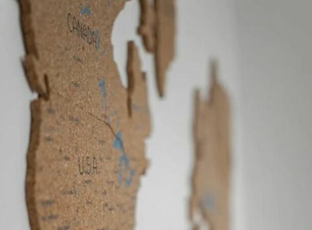 World map on white wall